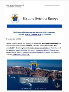 VSN HUB at Historic Hotels of Europe Awards Ceremony 2017